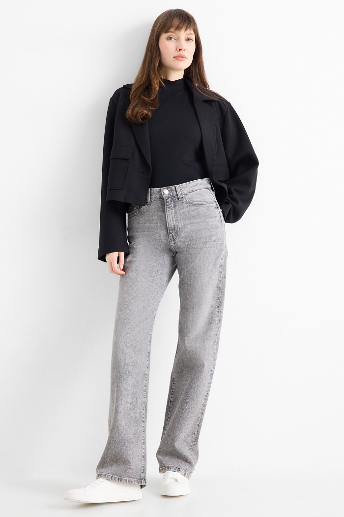 C&A Straight Jeans-High Waist-LYCRA , Grau, Größe: 42 Kurz