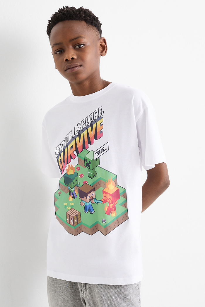 C&A Minecraft-Kurzarmshirt, Weiß, Größe: 158