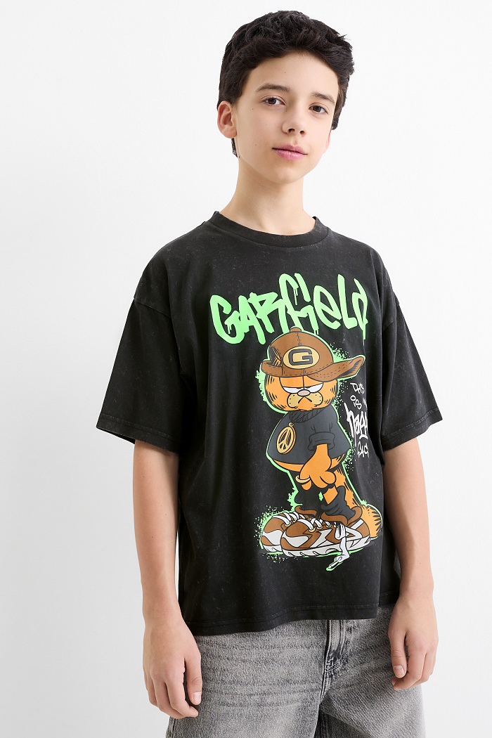 C&A Garfield-Kurzarmshirt, Schwarz, Größe: 128