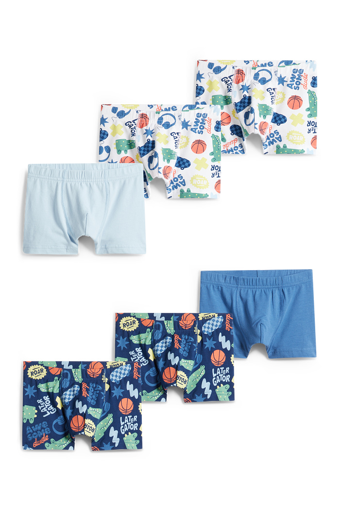 C&A Multipack 6er-Alligator und Skateboard-Boxershorts, Blau, Größe: 110-116