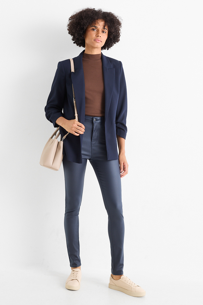 C&A Stoffhose-High Waist-Skinny Fit-Lederimitat, Blau, Größe: 36