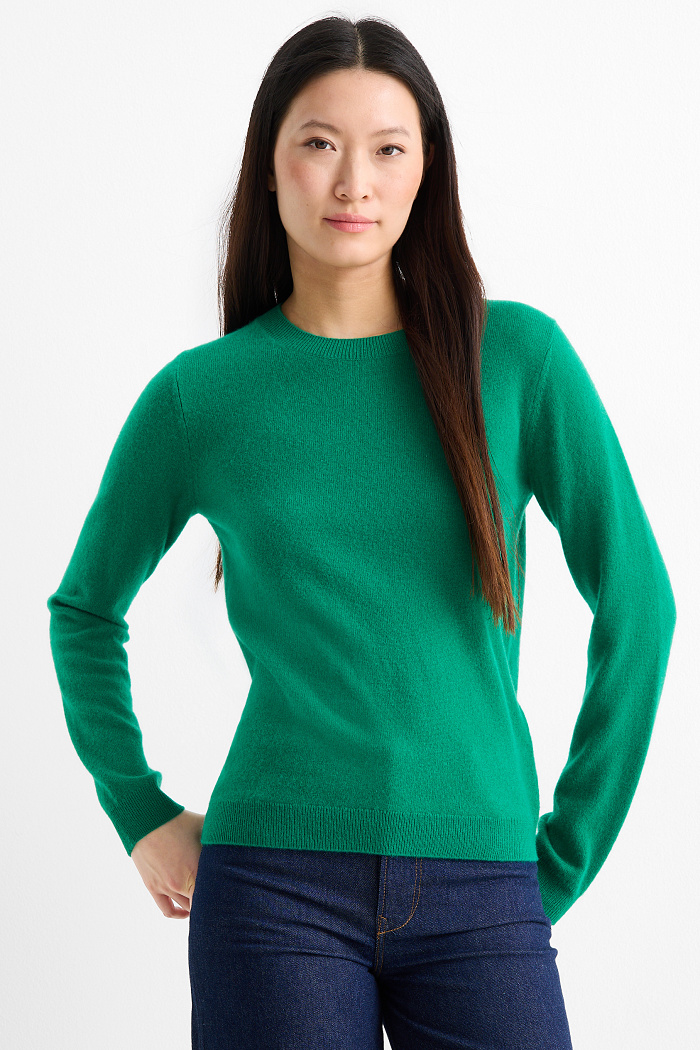C&A Kaschmir-Pullover, Grün, Größe: S
