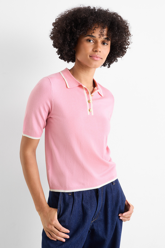 C&A Strickpullover-kurzarm, Pink, Größe: M