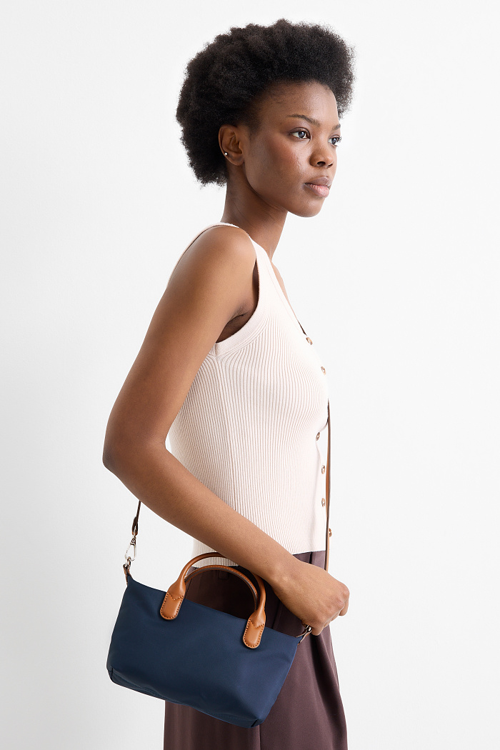 C&A Kleiner Shopper mit abnehmbarem Taschengurt, Blau, Größe: 1 size