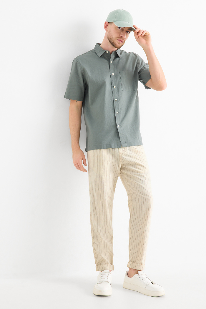 C&A Chino-Leinen-Mix-Nadelstreifen, Weiß, Größe: W30 L30