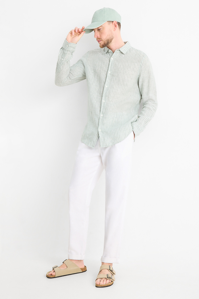 C&A Chino-Tapered Fit-Leinen-Mix, Weiß, Größe: W38 L30