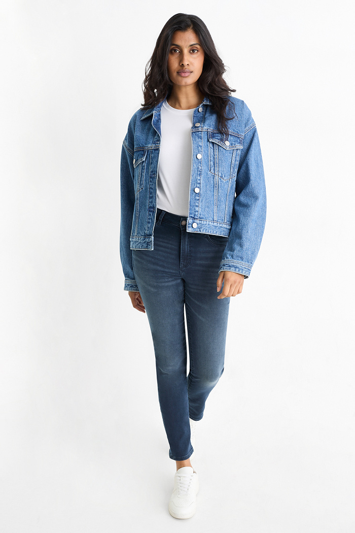 C&A Slim Jeans-Mid Waist, Blau, Größe: 48
