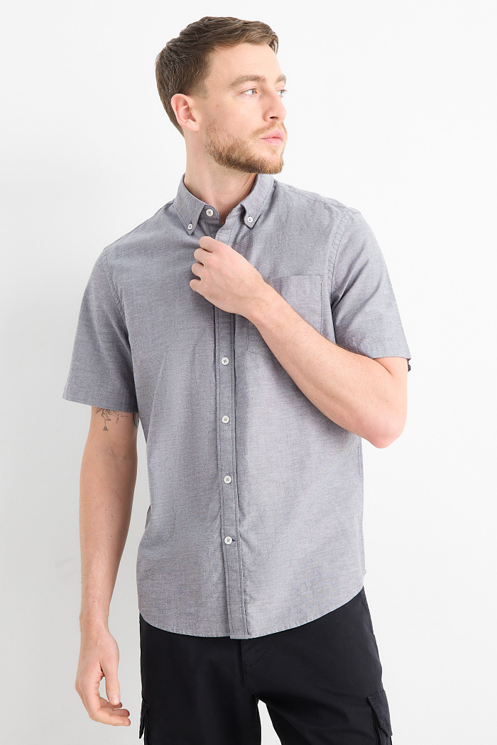 C&A Hemd-Regular Fit-Button-down, Grau, Größe: 3XL
