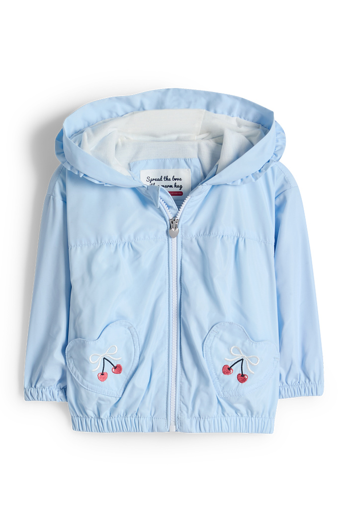 C&A Kirsche und Schleife-Baby-Jacke mit Kapuze, Blau, Größe: 86