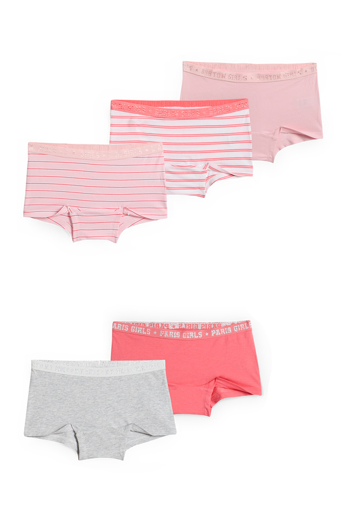 C&A Multipack 5er-Boxershorts-Glanz-Effekt, Rosa, Größe: 134-140