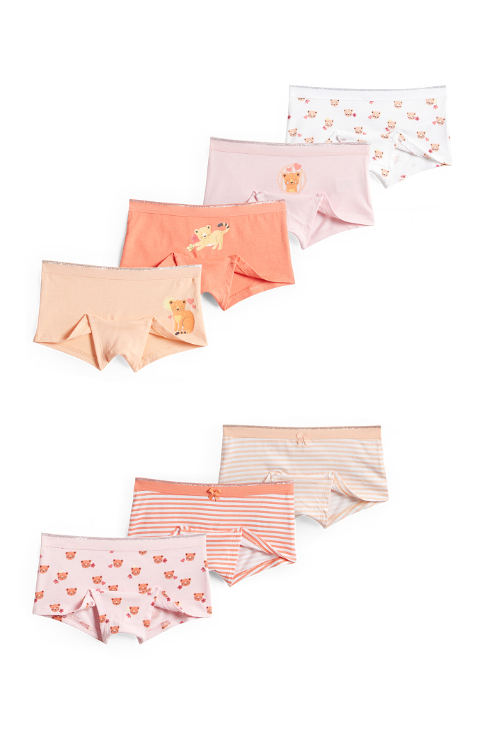 C&A Multipack 7er-Leopard-Boxershorts-Glanz-Effekt, Orange, Größe: 122-128