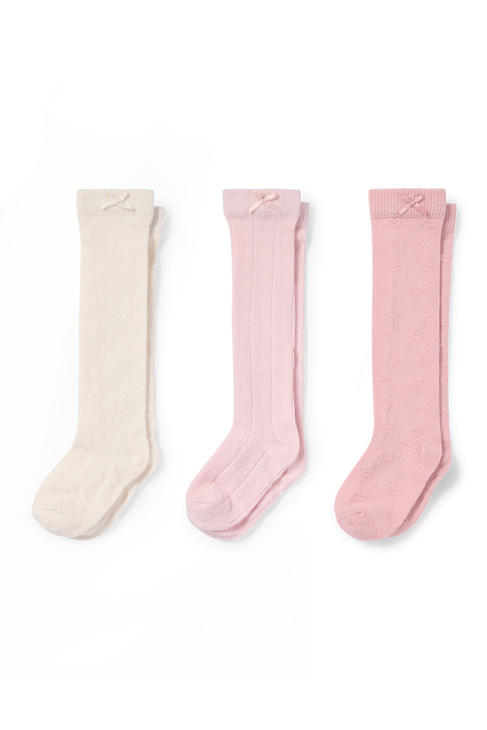 C&A Multipack 3er-Baby-Kniestrümpfe, Rosa, Größe: 24-26