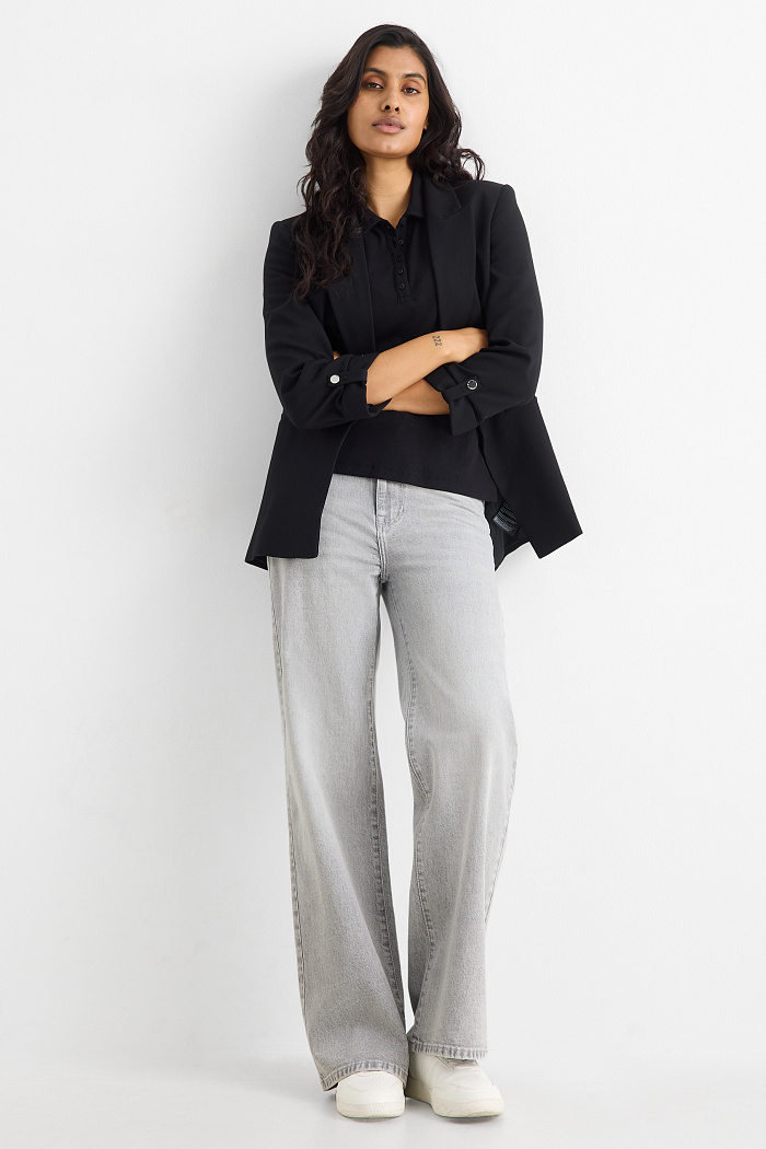 C&A Wide Leg Jeans-High Waist, Grau, Größe: 46