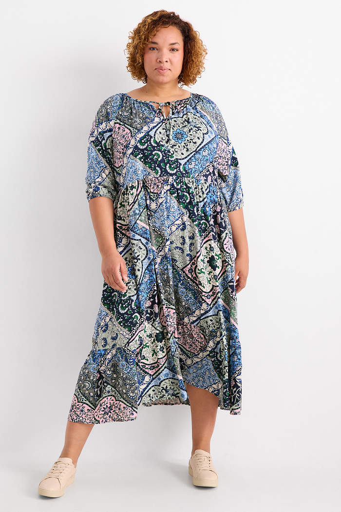 C&A A-Linien Kleid-gemustert, Bunt, Größe: 50
