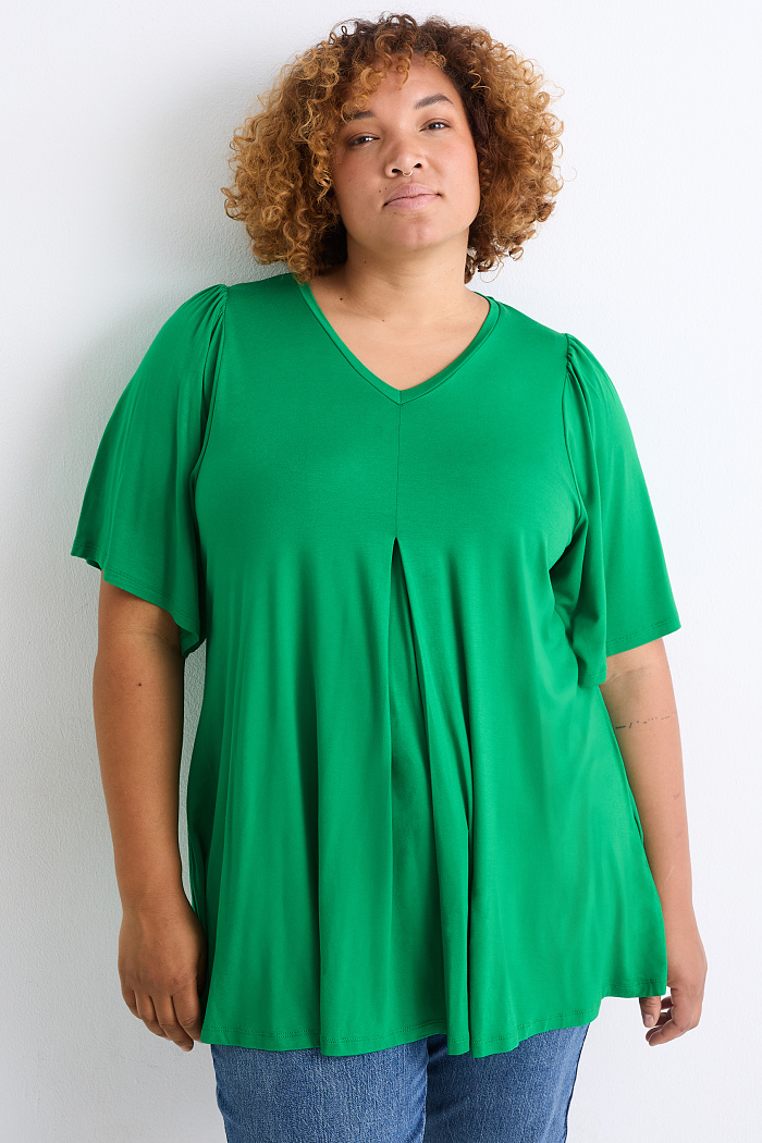 C&A T-Shirt mit V-Ausschnitt, Grün, Größe: 2XL