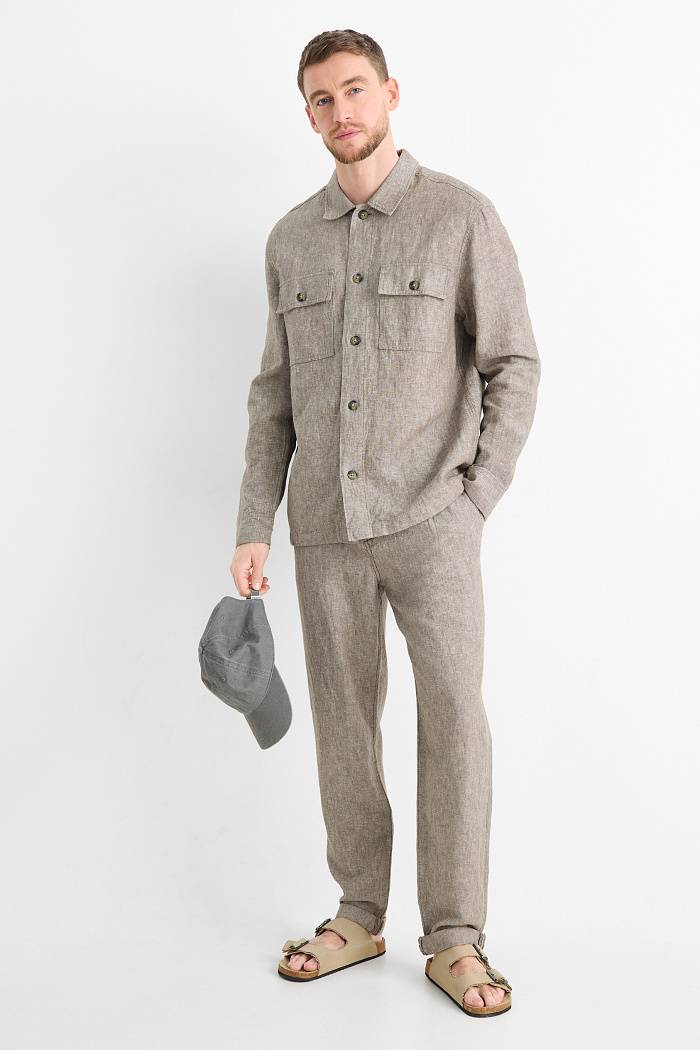 C&A Chino-Tapered Fit-Leinen-Mix, Beige, Größe: W30 L30
