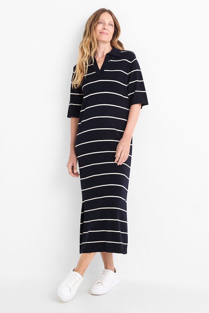 C&A Strickkleid-Straight Fit-gestreift, Blau, Größe: S