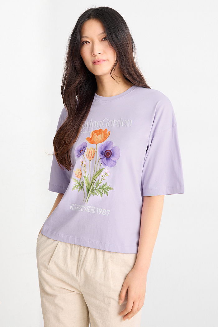 C&A T-Shirt-Regular Fit, Lila, Größe: M