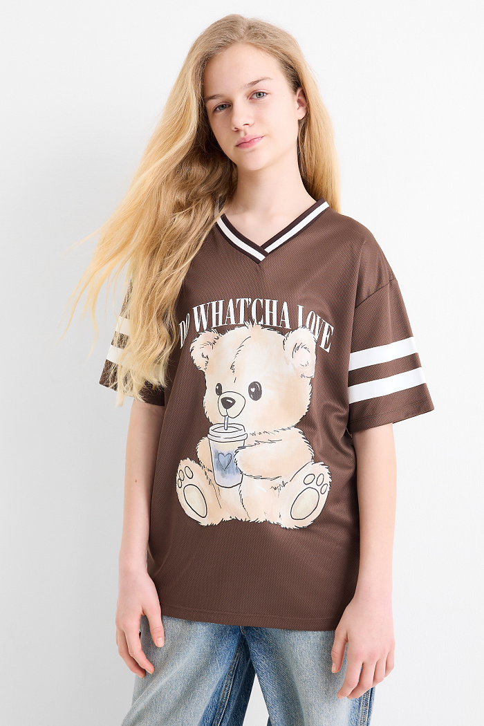C&A Teddybär-Kurzarmshirt, Braun, Größe: 140