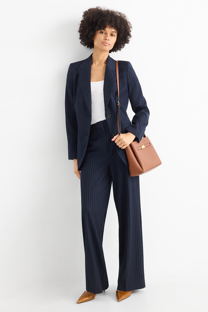 C&A Business-Hose-Mid Waist-Relaxed Fit-Nadelstreifen, Blau, Größe: 36
