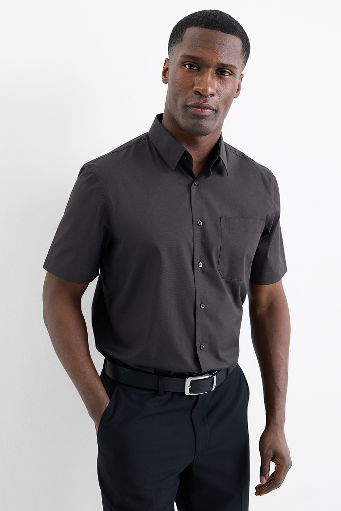 C&A Businesshemd-Regular Fit-Kent, Schwarz, Größe: 2XL