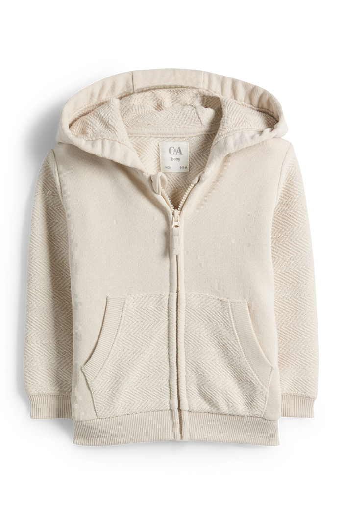 C&A Baby-Sweatjacke mit Kapuze-strukturiert, Grau, Größe: 86