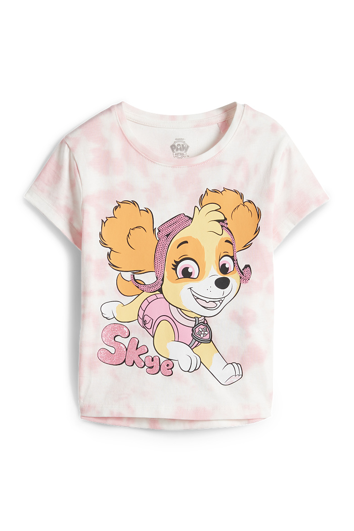 C&A PAW Patrol-Skye-Kurzarmshirt-Glanz-Effekt-gemustert, Weiß, Größe: 128