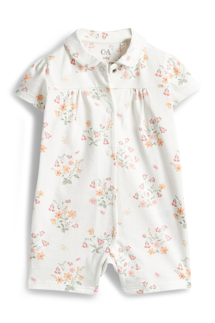 C&A Blümchen-Baby-Schlafanzug, Weiß, Größe: 74