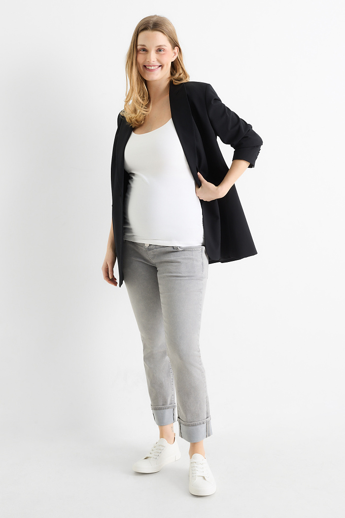 C&A Umstandsjeans-Straight Jeans, Grau, Größe: 38