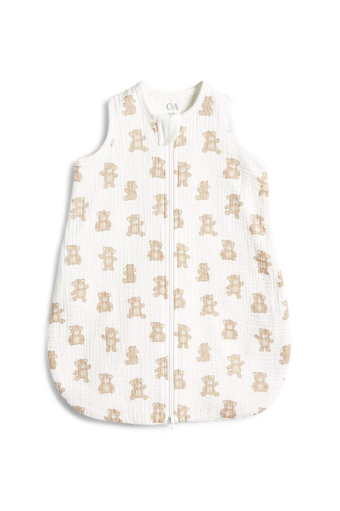 C&A Teddybär-Baby-Schlafsack-0-4 Monate, Weiß, Größe: 60 cm