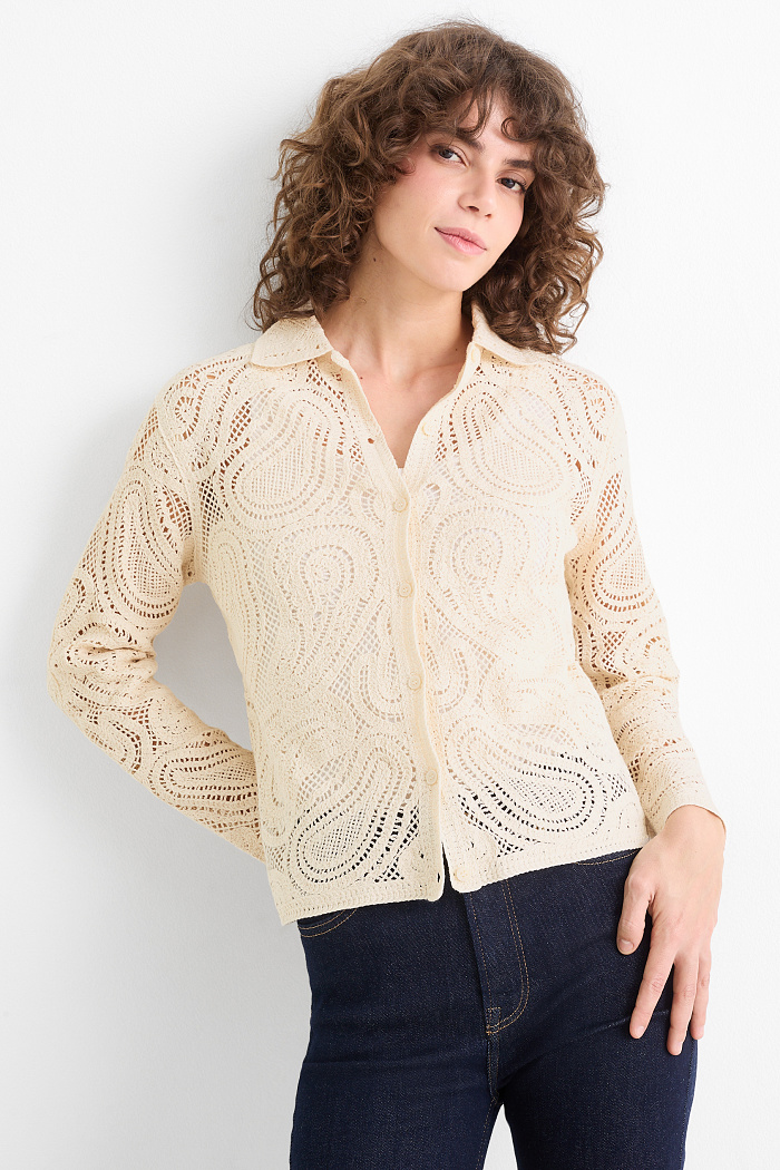 C&A Crochet-Cardigan, Weiß, Größe: S