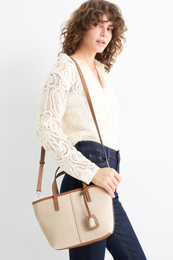 C&A Großer Shopper mit abnehmbarem Taschengurt, Beige, Größe: 1 size