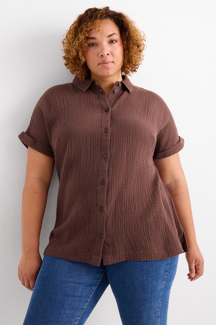 C&A Musselin-Bluse, Braun, Größe: 52