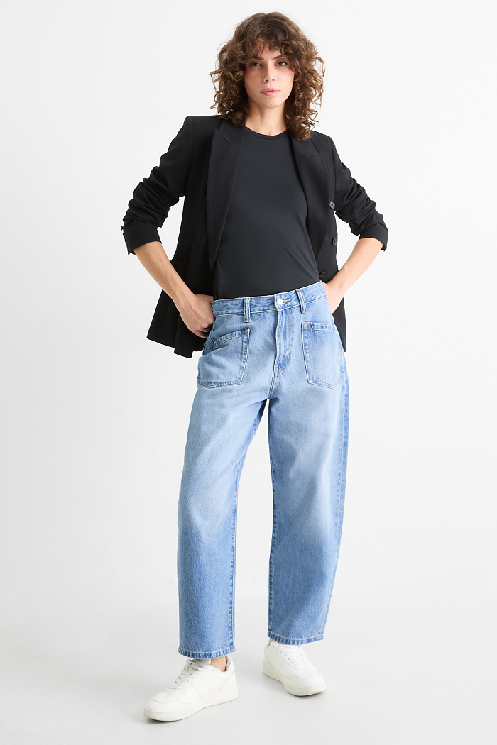 C&A Barrel Jeans-High Waist, Blau, Größe: 48