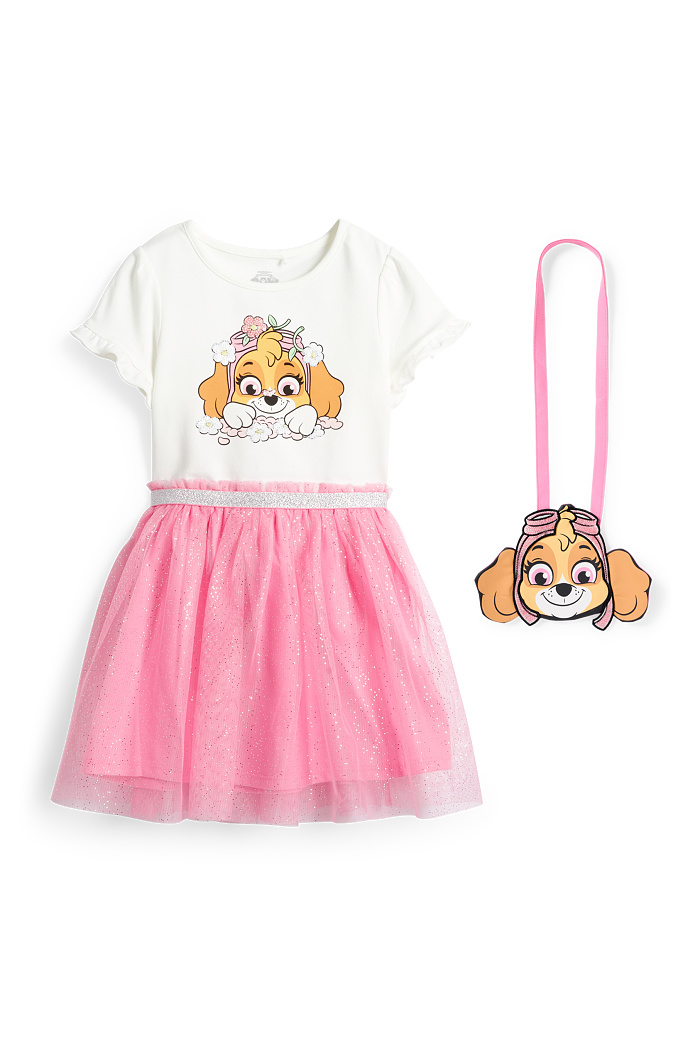 C&A PAW Patrol-Skye-Set-Kleid und Tasche-2 teilig, Weiß, Größe: 128