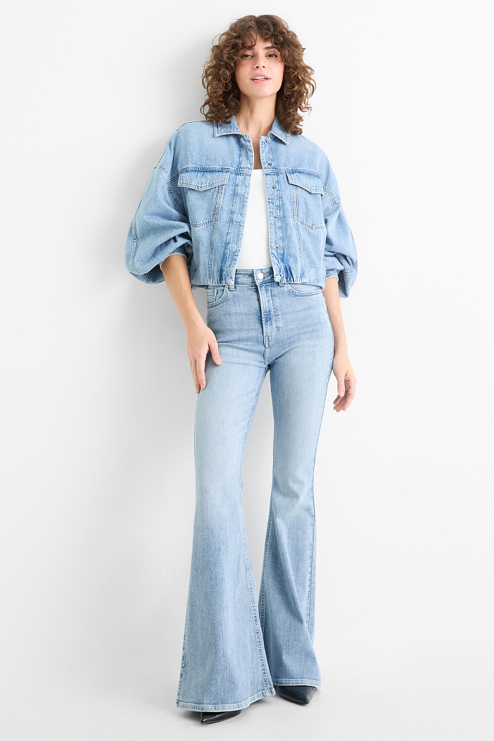 C&A Flared Jeans-High Waist, Blau, Größe: 42