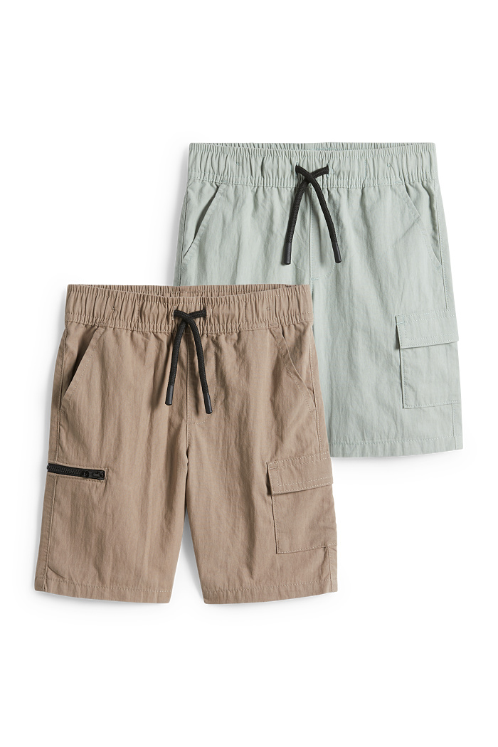 C&A Multipack 2er-Cargo-Bermudas, Beige, Größe: 98