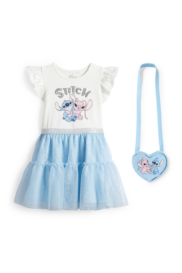 C&A Lilo & Stitch-Set-Kleid und Tasche-2 teilig, Weiß, Größe: 128