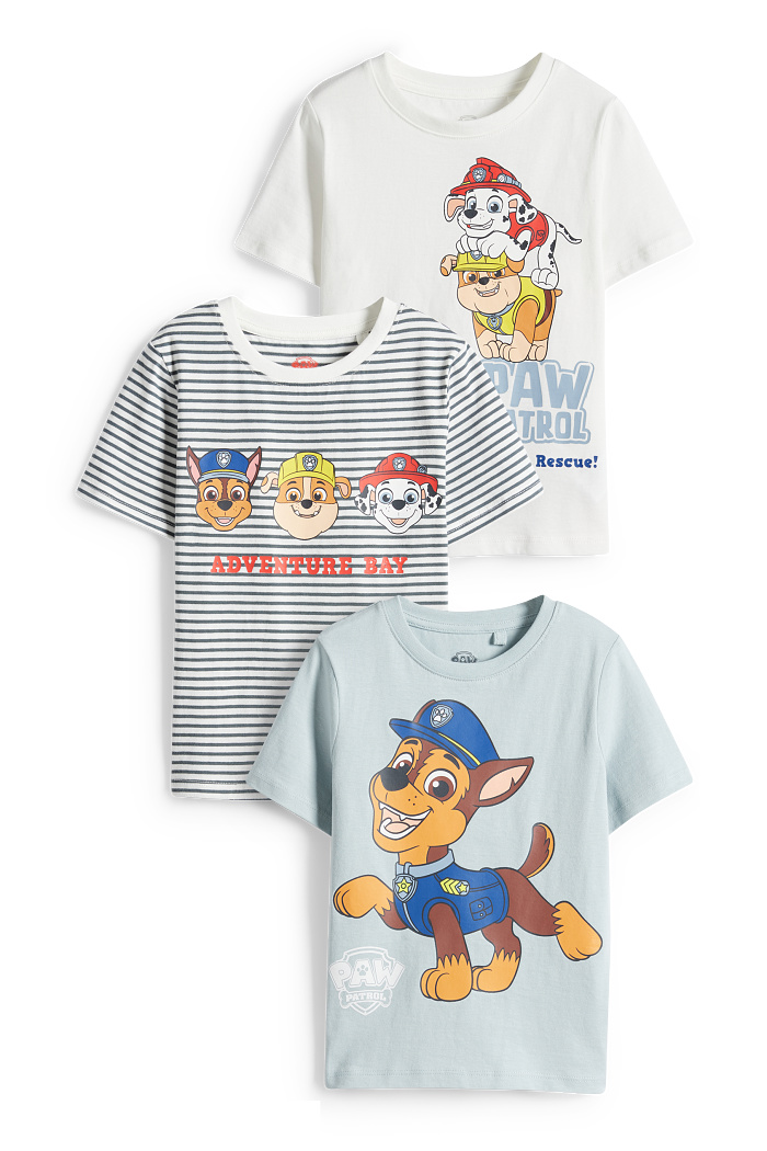 C&A Multipack 3er-PAW Patrol-Chase, Marshall-Kurzarmshirt, Weiß, Größe: 122