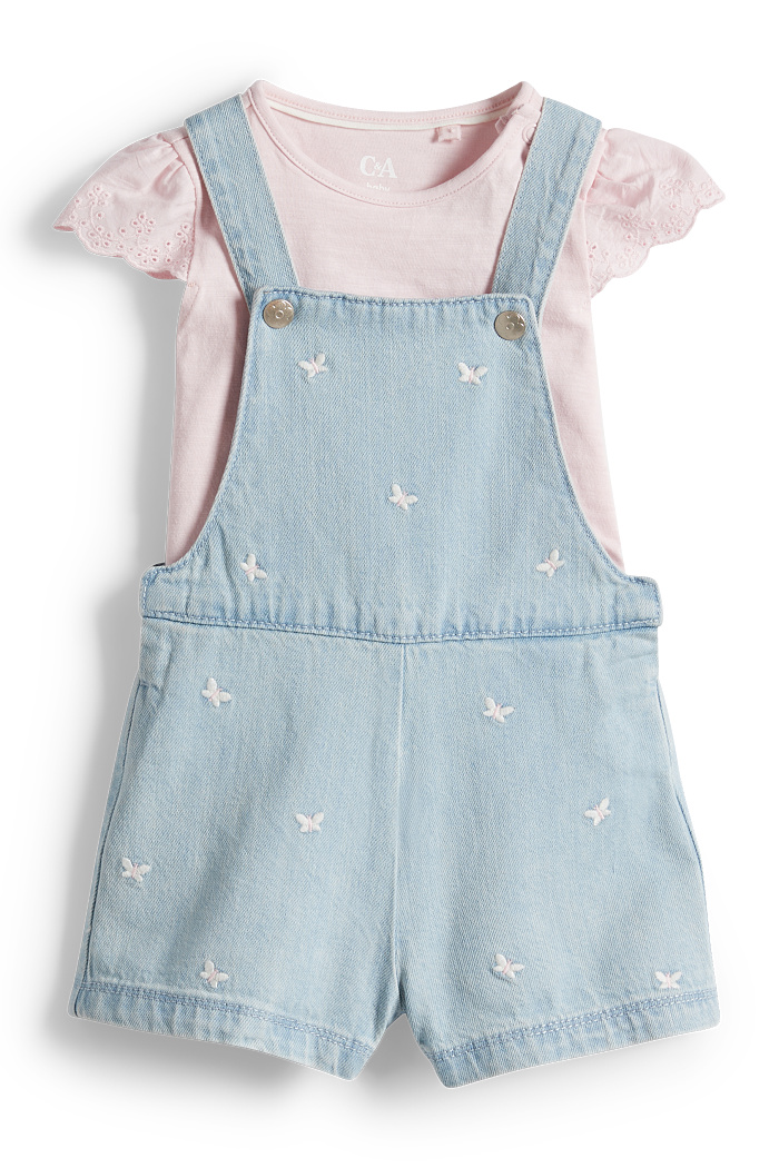 C&A Schmetterling-Baby-Outfit-Broderie Anglaise-2 teilig, Rosa, Größe: 68