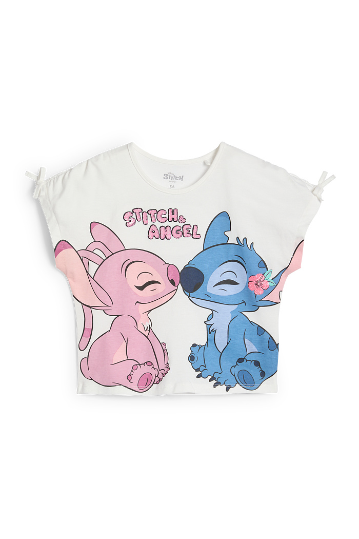 C&A Lilo & Stitch-Kurzarmshirt-Glanz-Effekt, Weiß, Größe: 110