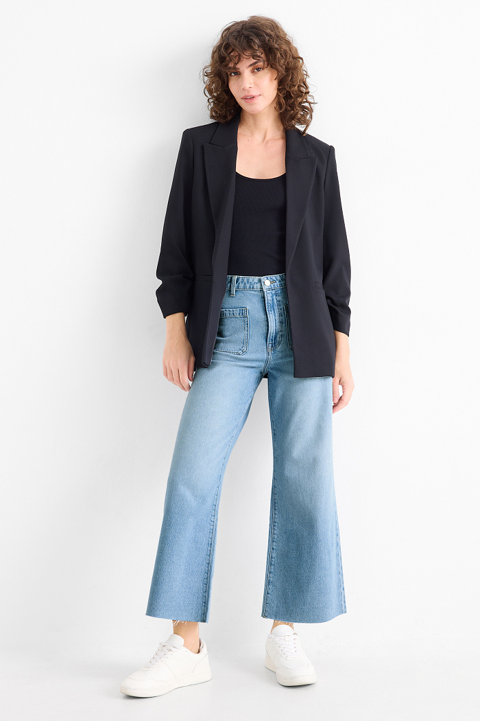 C&A Crop Wide Leg Jeans-Mid Waist, Blau, Größe: 38
