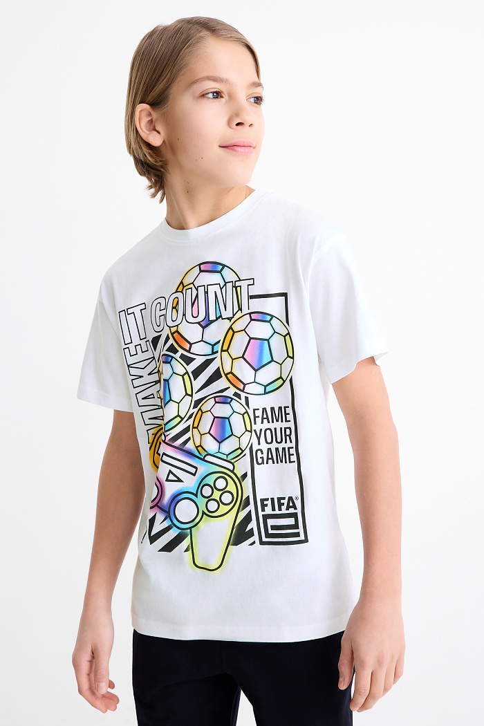 C&A FIFA -Kurzarmshirt, Weiß, Größe: 128