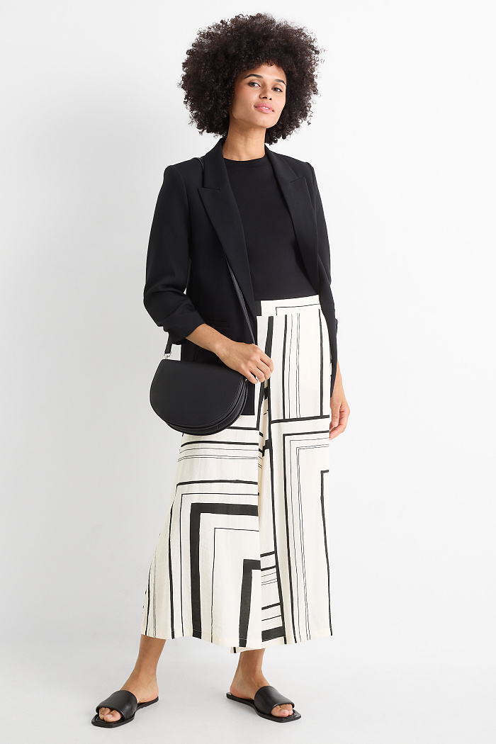 C&A Culotte-High Waist-Wide Leg-gemustert, Schwarz, Größe: 40