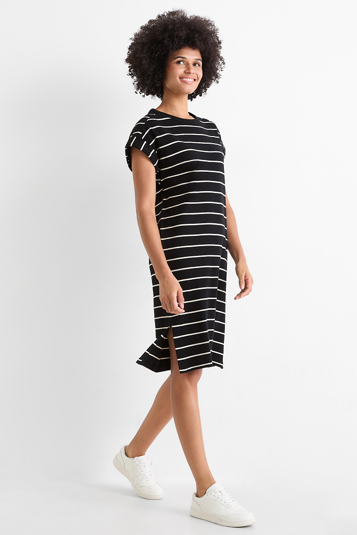 C&A T-Shirt-Kleid-gestreift, Schwarz, Größe: 2XL