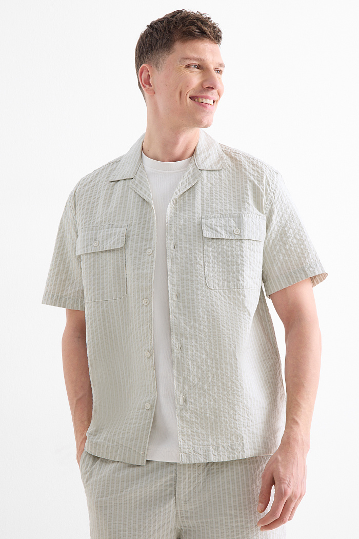 C&A Hemd-Relaxed Fit-Reverskragen, Grün, Größe: M