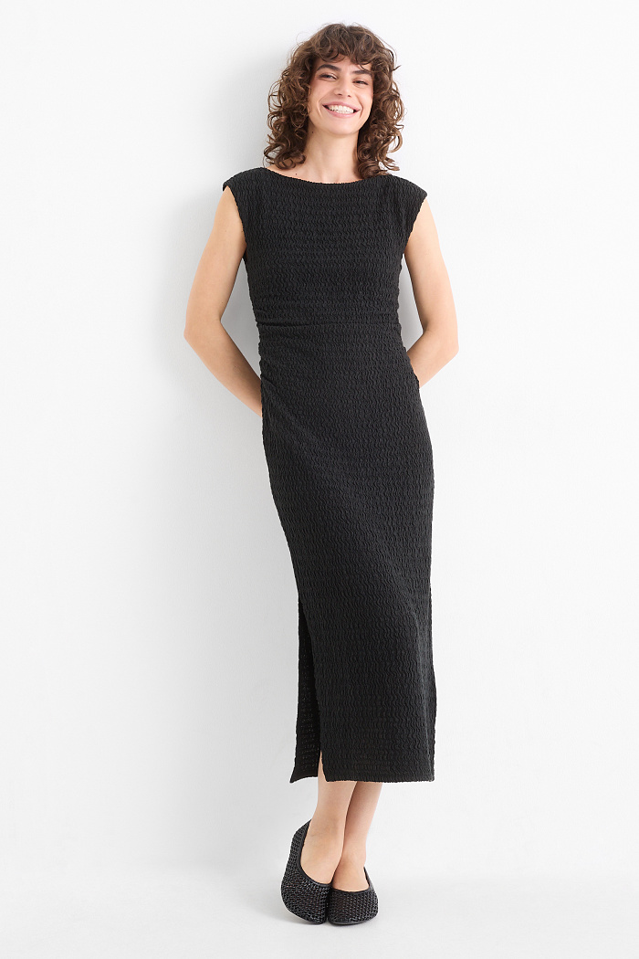 C&A Bodycon-Kleid-strukturiert, Schwarz, Größe: M