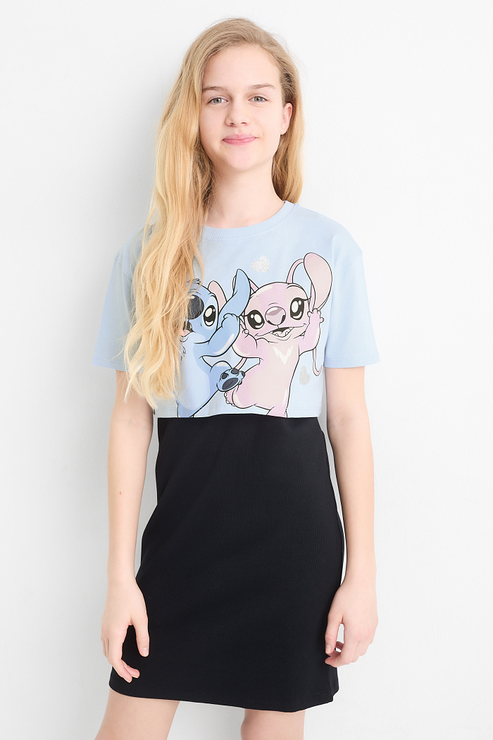C&A Lilo & Stitch-Set-Kurzarmshirt und Kleid-2 teilig, Blau, Größe: 170