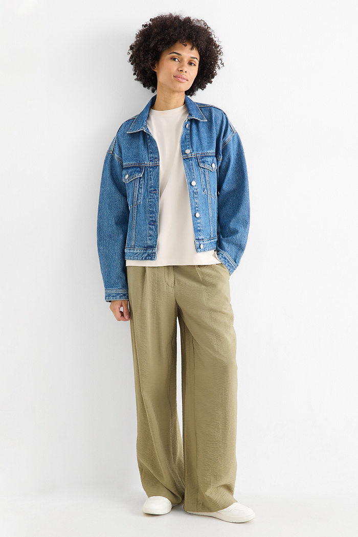 C&A Stoffhose-High Waist-Wide Leg, Grün, Größe: 38