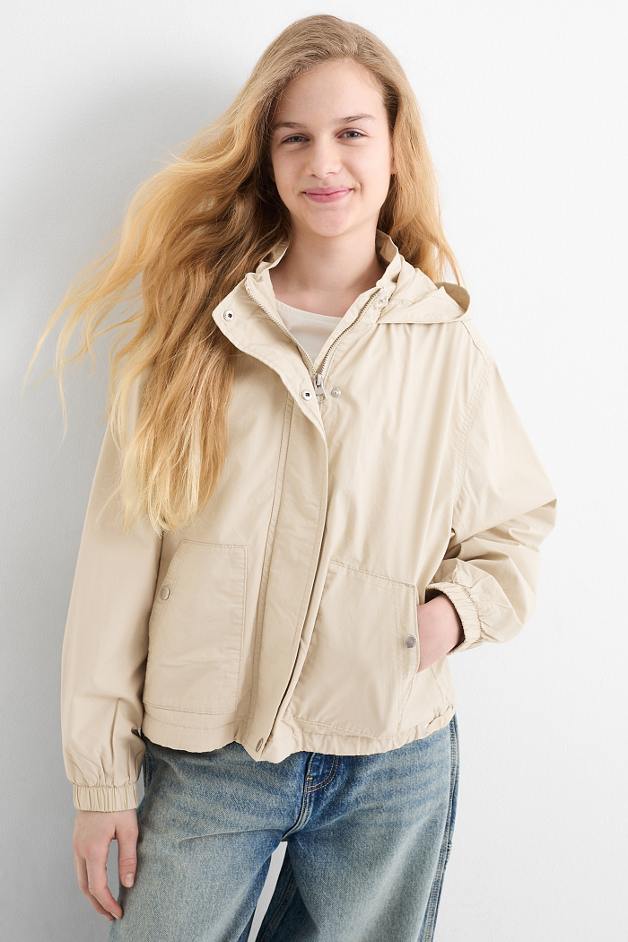 C&A Jacke mit Kapuze, Beige, Größe: 146